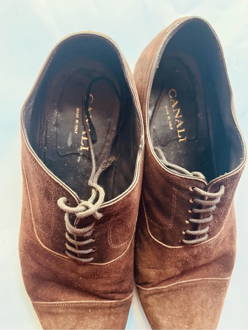 Canali Dark Brown Suede Cap Toe Oxford Dress Shoes